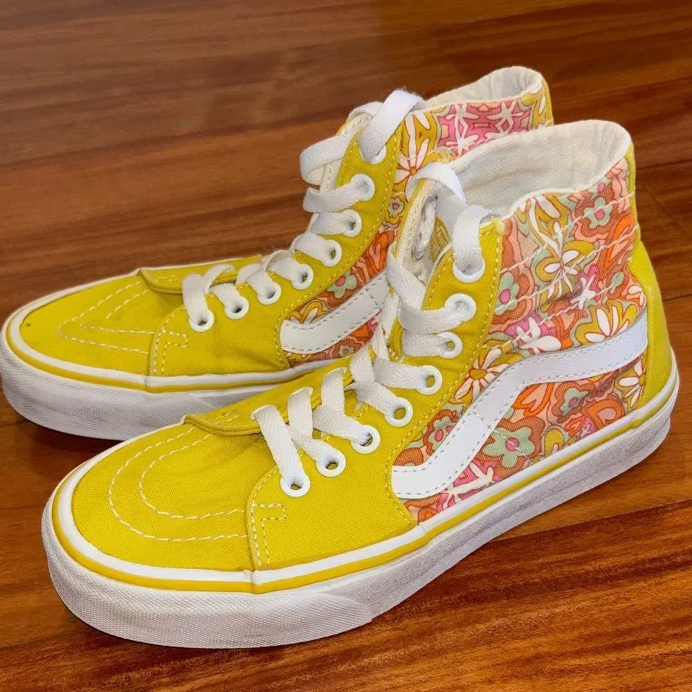 Vans Floral Yellow High-Tops sneakers women’s size 5.5
